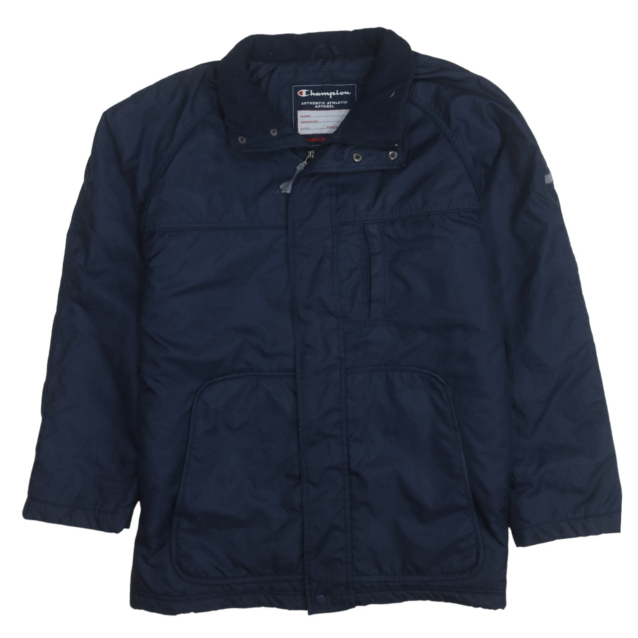 Champion Men's Blue Mid-Length Parka Jacket Size L Water Resistant