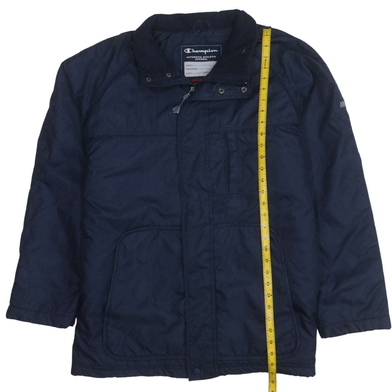 Champion Men's Blue Mid-Length Parka Jacket Size L Water Resistant