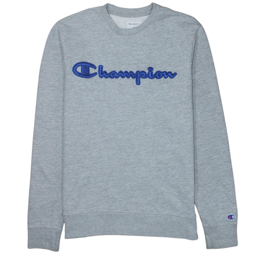 Champion Men's Grey Embroidered Logo Crew Neck Sweatshirt Size S