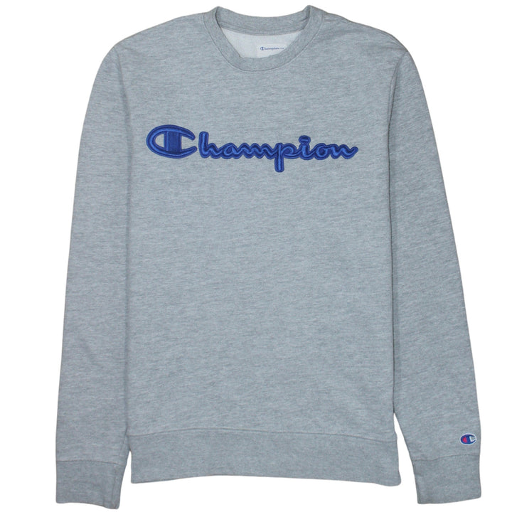 Champion Men's Grey Embroidered Logo Crew Neck Sweatshirt Size S