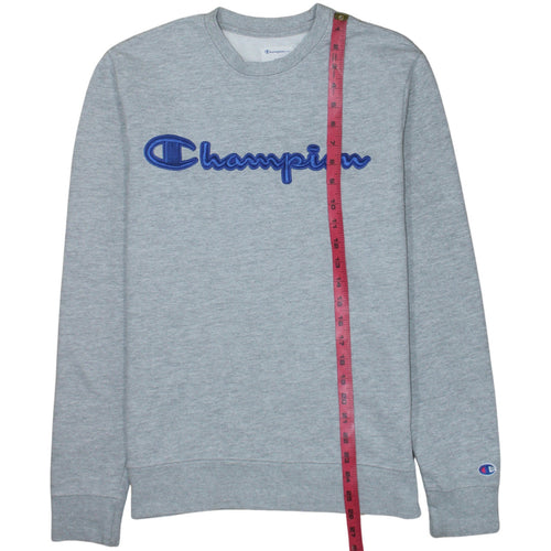 Champion Men's Grey Embroidered Logo Crew Neck Sweatshirt Size S