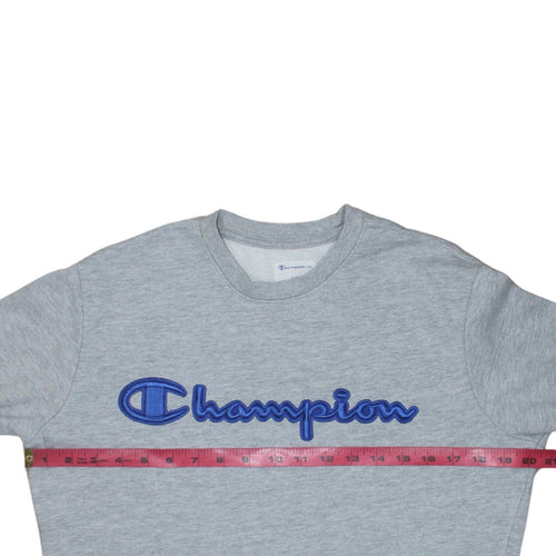 Champion Men's Grey Embroidered Logo Crew Neck Sweatshirt Size S