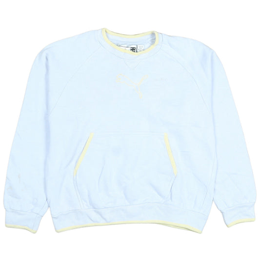 Puma Girls Blue Pullover Sweatshirt 10 Years Logo Crew Neck Fleece