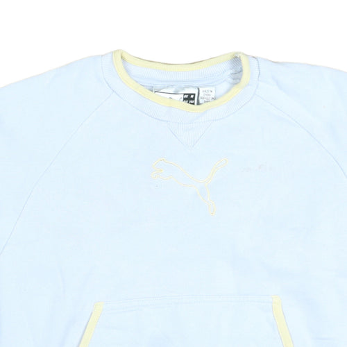 Puma Girls Blue Pullover Sweatshirt 10 Years Logo Crew Neck Fleece