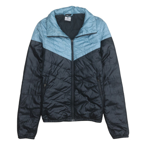Nike Boys Blue Colourblock Puffer Jacket Size S Full Zip Winter Coat