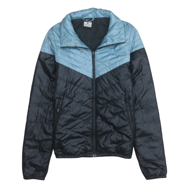 Nike Boys Blue Colourblock Puffer Jacket Size S Full Zip Winter Coat