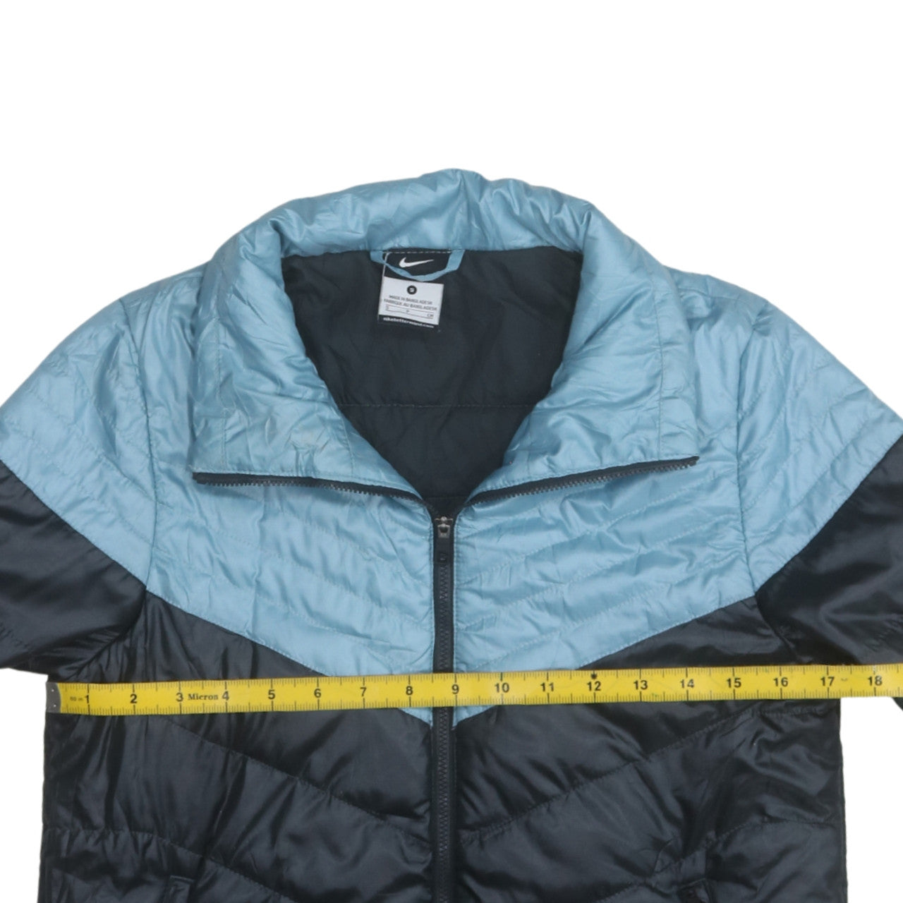 Nike Boys Blue Colourblock Puffer Jacket Size S Full Zip Winter Coat