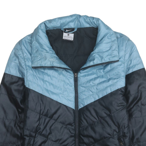 Nike Boys Blue Colourblock Puffer Jacket Size S Full Zip Winter Coat