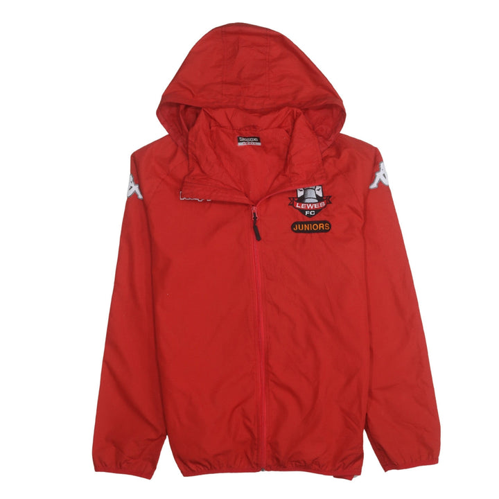 Kappa Boys Red Lewes FC Juniors Hooded Windbreaker Jacket Size S