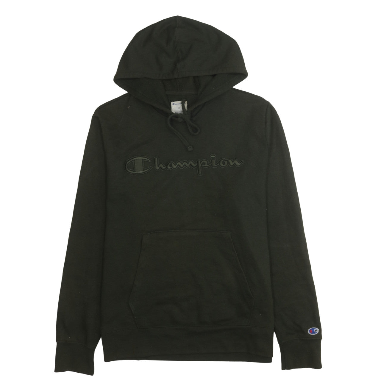 Champion Men's Black Pullover Hoodie M Embroidered Logo Fleece