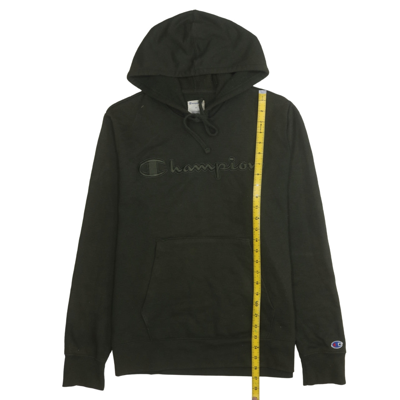 Champion Men's Black Pullover Hoodie M Embroidered Logo Fleece