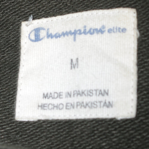 Champion Men's Black Pullover Hoodie M Embroidered Logo Fleece