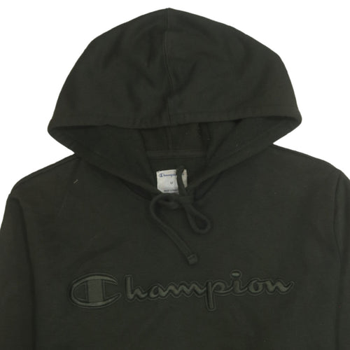 Champion Men's Black Pullover Hoodie M Embroidered Logo Fleece