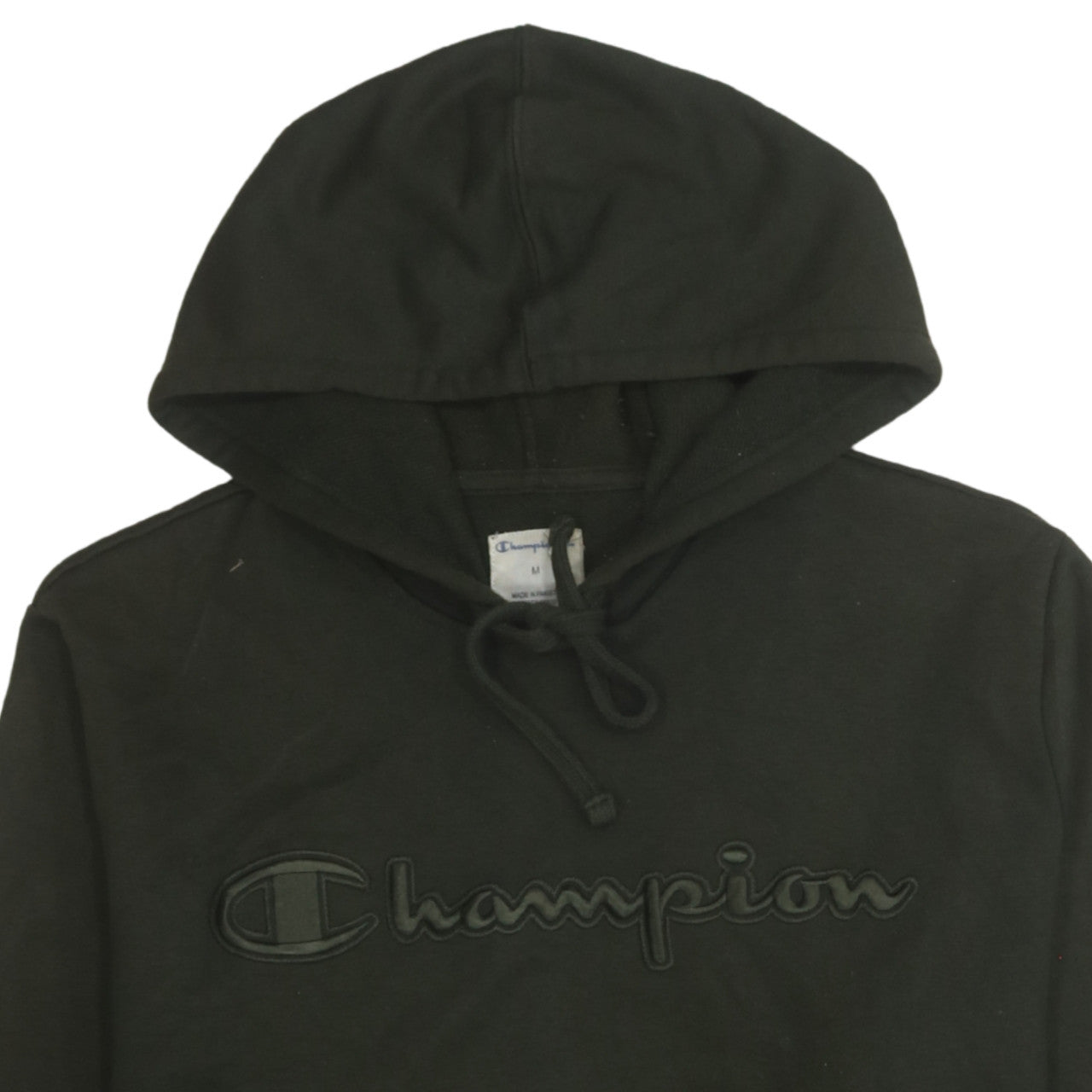 Champion Men's Black Pullover Hoodie M Embroidered Logo Fleece