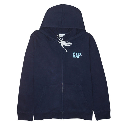 GAP Men's Navy Blue Full Zip Hoodie XL Classic Logo Cotton Blend