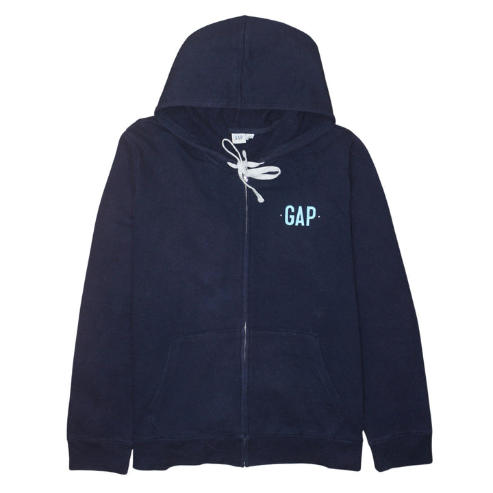 GAP Men's Navy Blue Full Zip Hoodie XL Classic Logo Cotton Blend