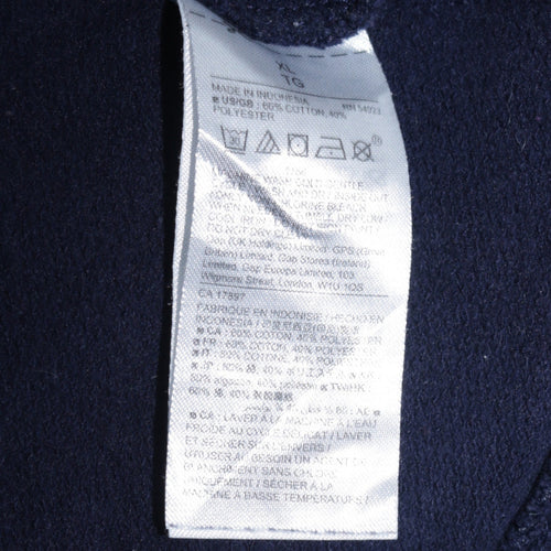 GAP Men's Navy Blue Full Zip Hoodie XL Classic Logo Cotton Blend