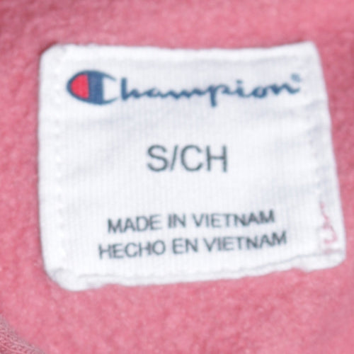 Champion Women's Pink Pullover Hoodie S Cotton Blend Logo Sweatshirt