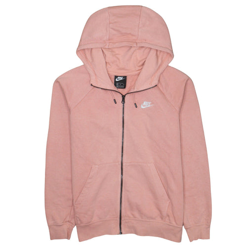 Nike Womens Pink Full Zip Hoodie Size M 80% Cotton Casual Sweatshirt
