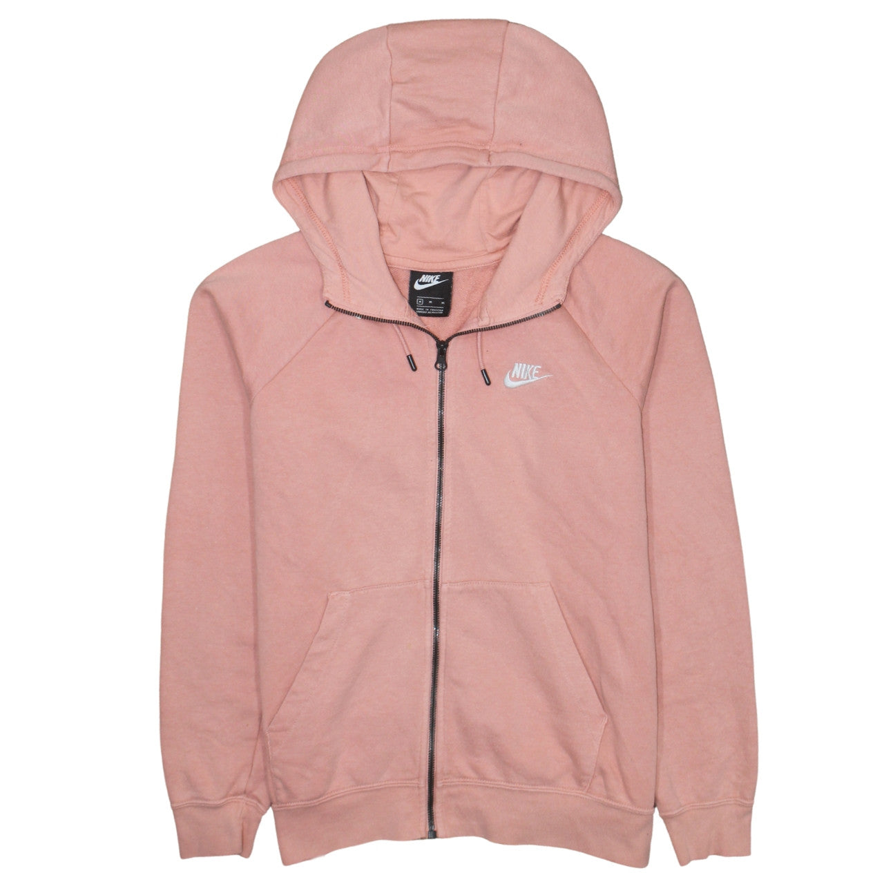 Nike Womens Pink Full Zip Hoodie Size M 80% Cotton Casual Sweatshirt