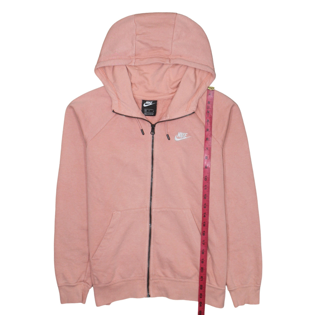 Nike Womens Pink Full Zip Hoodie Size M 80% Cotton Casual Sweatshirt