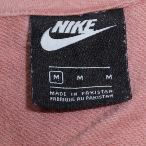 Nike Womens Pink Full Zip Hoodie Size M 80% Cotton Casual Sweatshirt