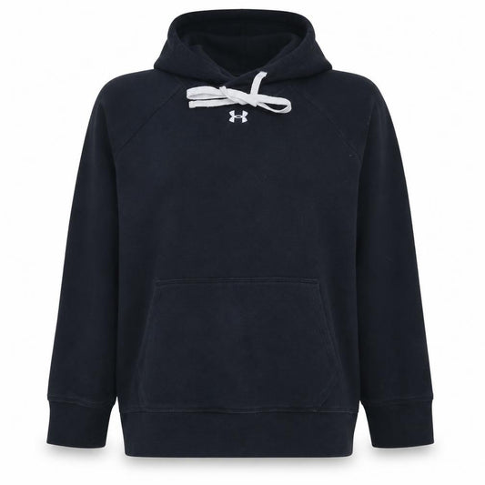 Front view of Under Armour Men's Black XL Pullover Hoodie Loose Fit Sportswear
