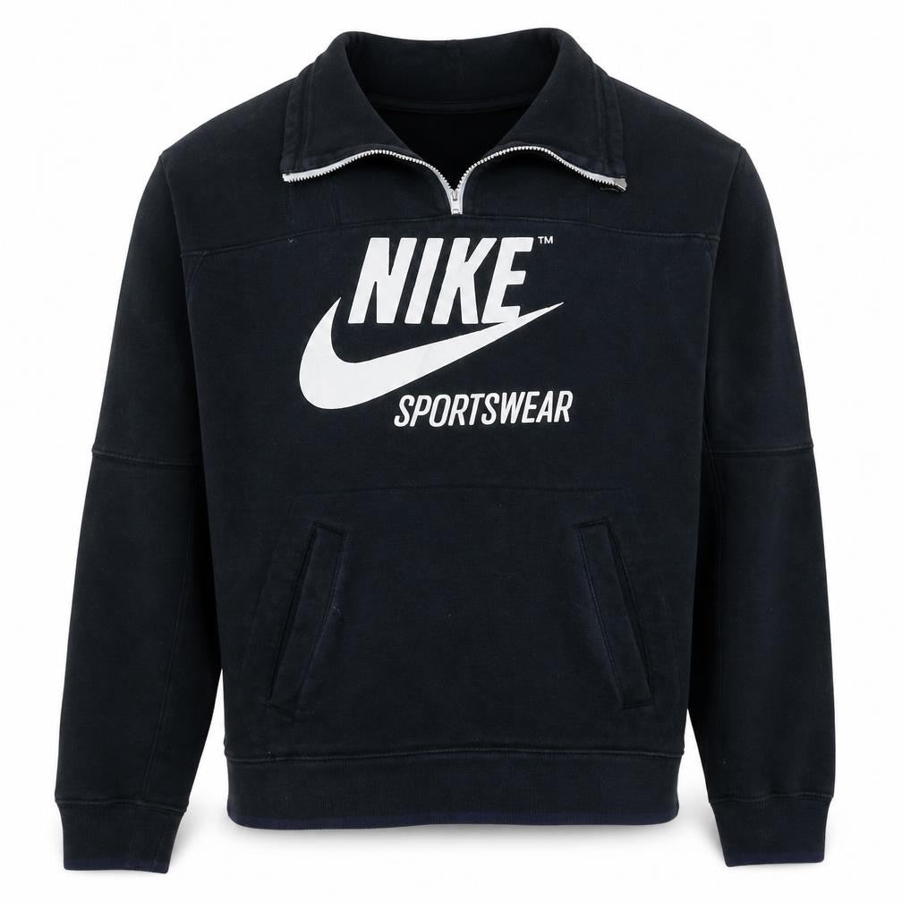 Front view of Nike men’s black 1/4 zip sportswear sweatshirt small
