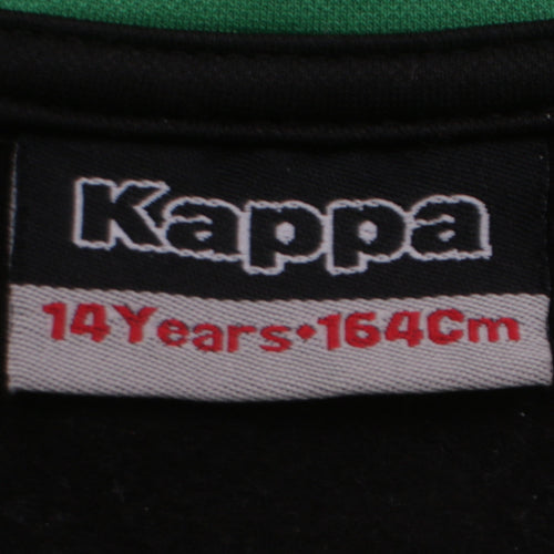 Kappa Boys Black Green Full Zip Hoodie 14 Years 164cm Athletic Style