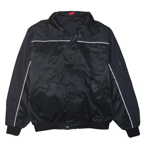 Engelbert Strauss Men's Black Bomber Workwear Jacket L Reflective Hooded