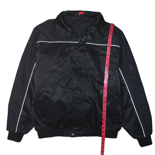 Engelbert Strauss Men's Black Bomber Workwear Jacket L Reflective Hooded