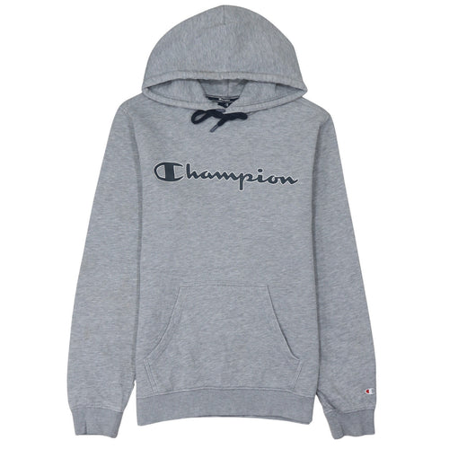 Champion Men's Grey Small Pullover Hoodie with Logo Print