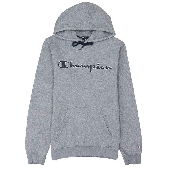 Champion Men's Grey Small Pullover Hoodie with Logo Print