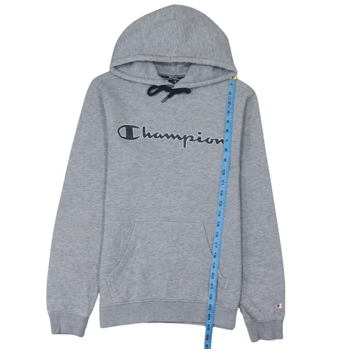 Champion Men's Grey Small Pullover Hoodie with Logo Print
