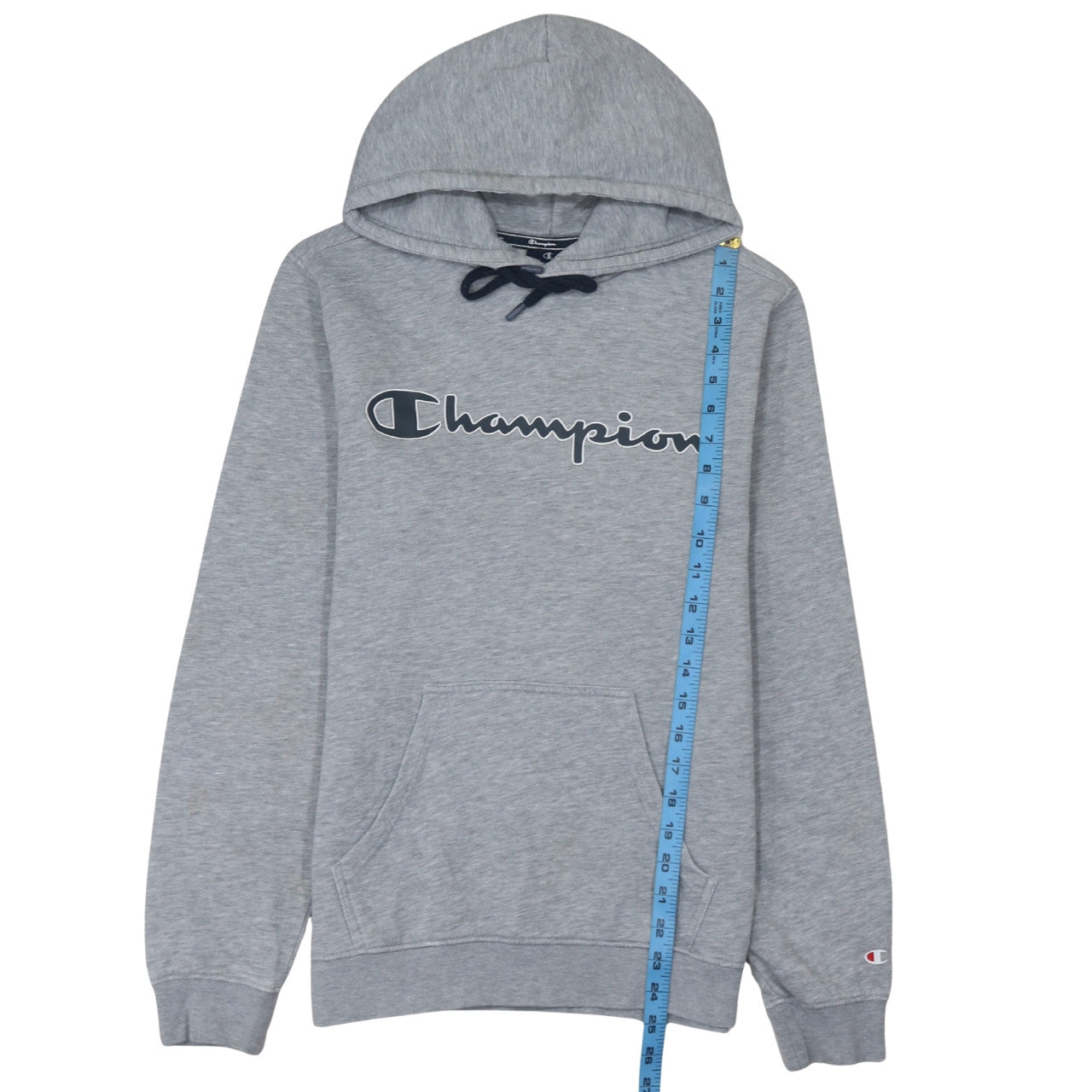 Champion Men's Grey Small Pullover Hoodie with Logo Print