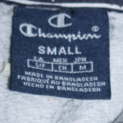 Champion Men's Grey Small Pullover Hoodie with Logo Print