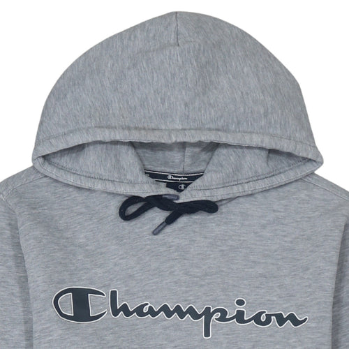 Champion Men's Grey Small Pullover Hoodie with Logo Print