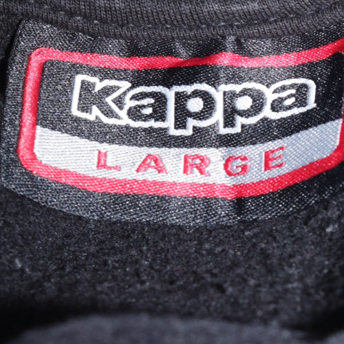 Kappa Men's Black Pullover Hoodie Size L Graphic Logo Fleece