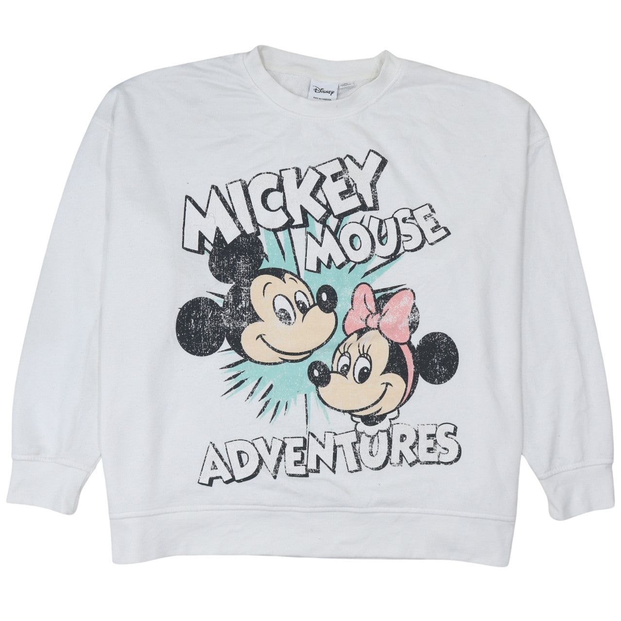 Disney Women White Mickey Mouse Adventures 2XL Pullover Sweatshirt