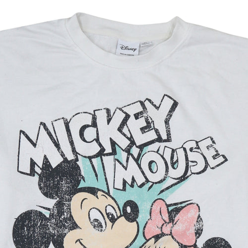 Disney Women White Mickey Mouse Adventures 2XL Pullover Sweatshirt
