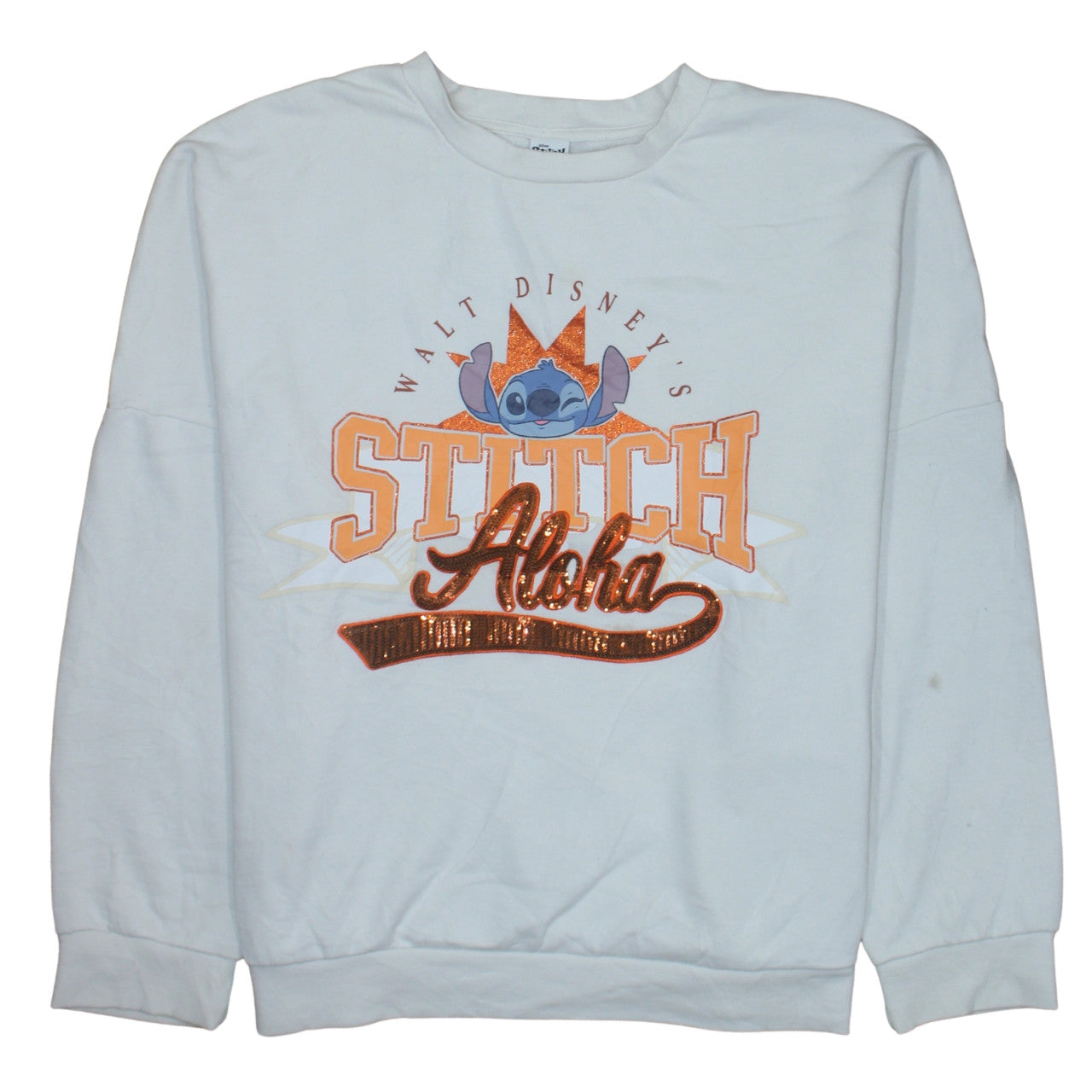 Disney Stitch at George Women's Cream 2XL Pullover Sweatshirt
