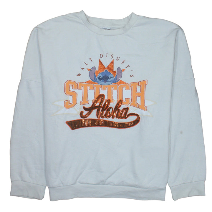 Disney Stitch at George Women's Cream 2XL Pullover Sweatshirt
