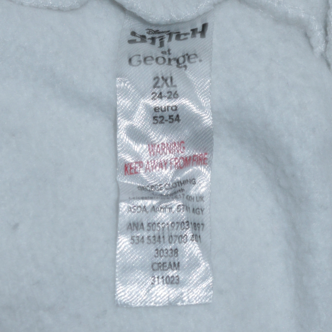 Disney Stitch at George Women's Cream 2XL Pullover Sweatshirt