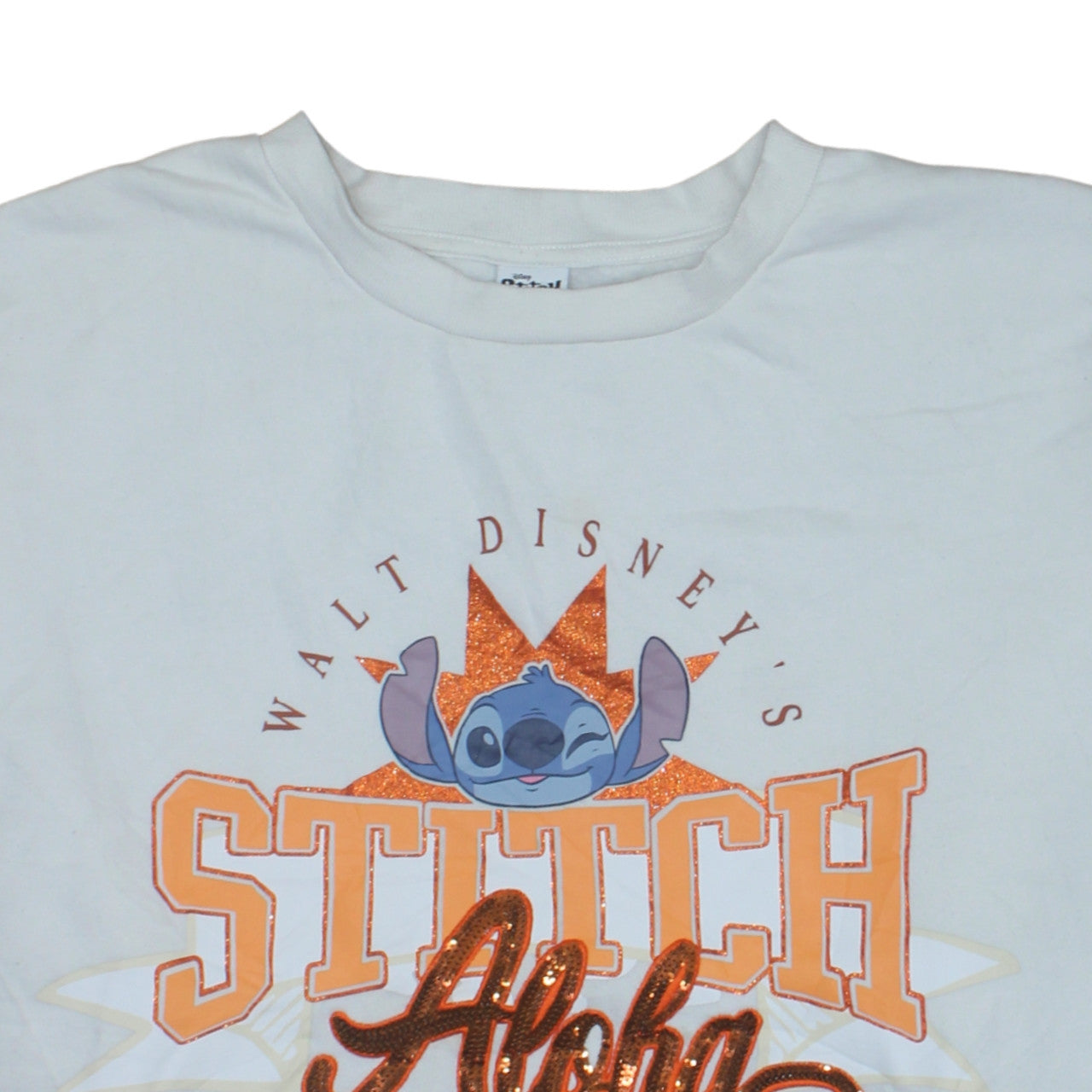 Disney Stitch at George Women's Cream 2XL Pullover Sweatshirt