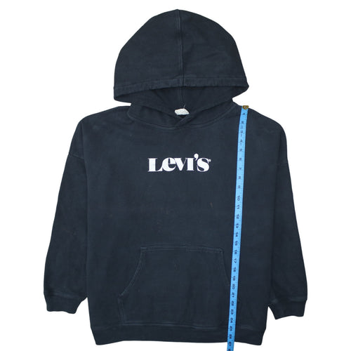 Levi's Women Black L Pullover Hoodie with Logo Print