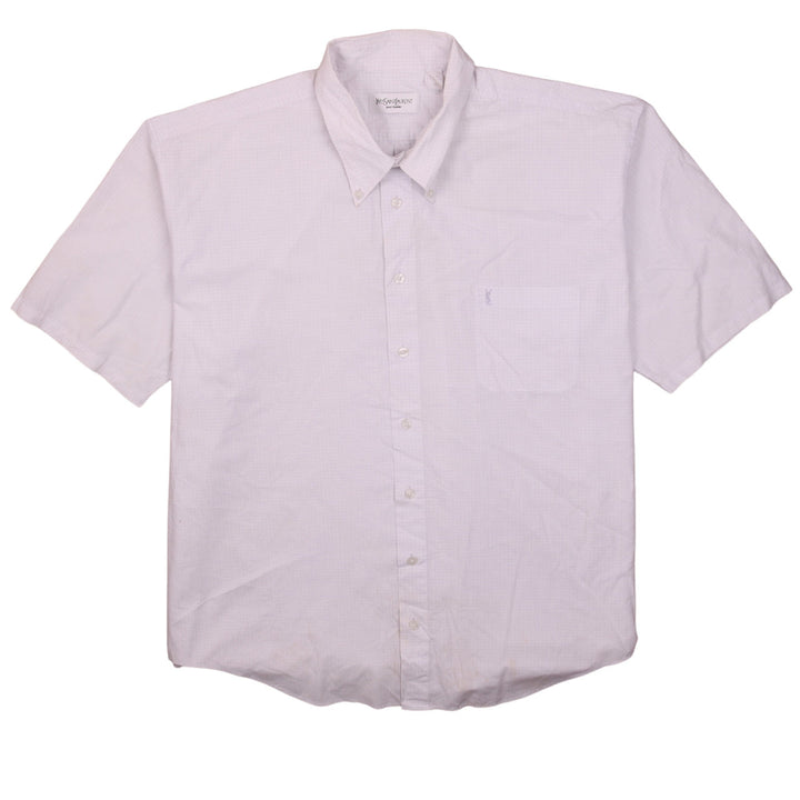 Yves Saint Laurent Men's White Short Sleeve Button-Up Shirt 2XL