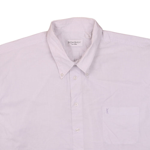 Yves Saint Laurent Men's White Short Sleeve Button-Up Shirt 2XL