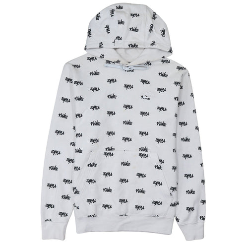 Nike Men's White Small Pullover Hoodie with Logo Print