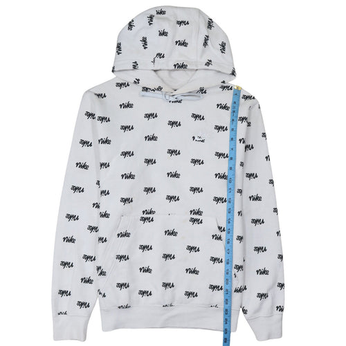 Nike Men's White Small Pullover Hoodie with Logo Print