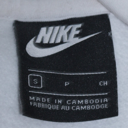 Nike Men's White Small Pullover Hoodie with Logo Print